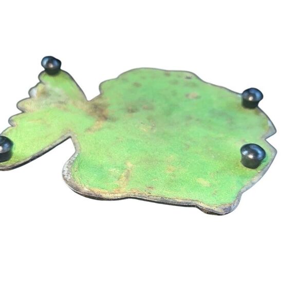 vintage mid century Taiwan stained glass and brass metal trivet fish - Picture 2 of 7